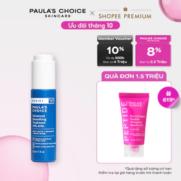 Lotion làm sáng mịn da giúp da căng bóng Paula's Choice Resist Advanced Smoothing Treatment 10% AHA 30ml 7651