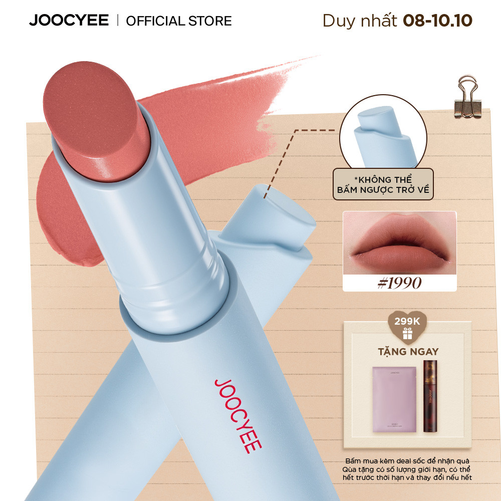 Son bấm lì JOOCYEE Velvet Rouge dạng thỏi mịn lì lâu trôi bền màu 3g - DEAL SỐC