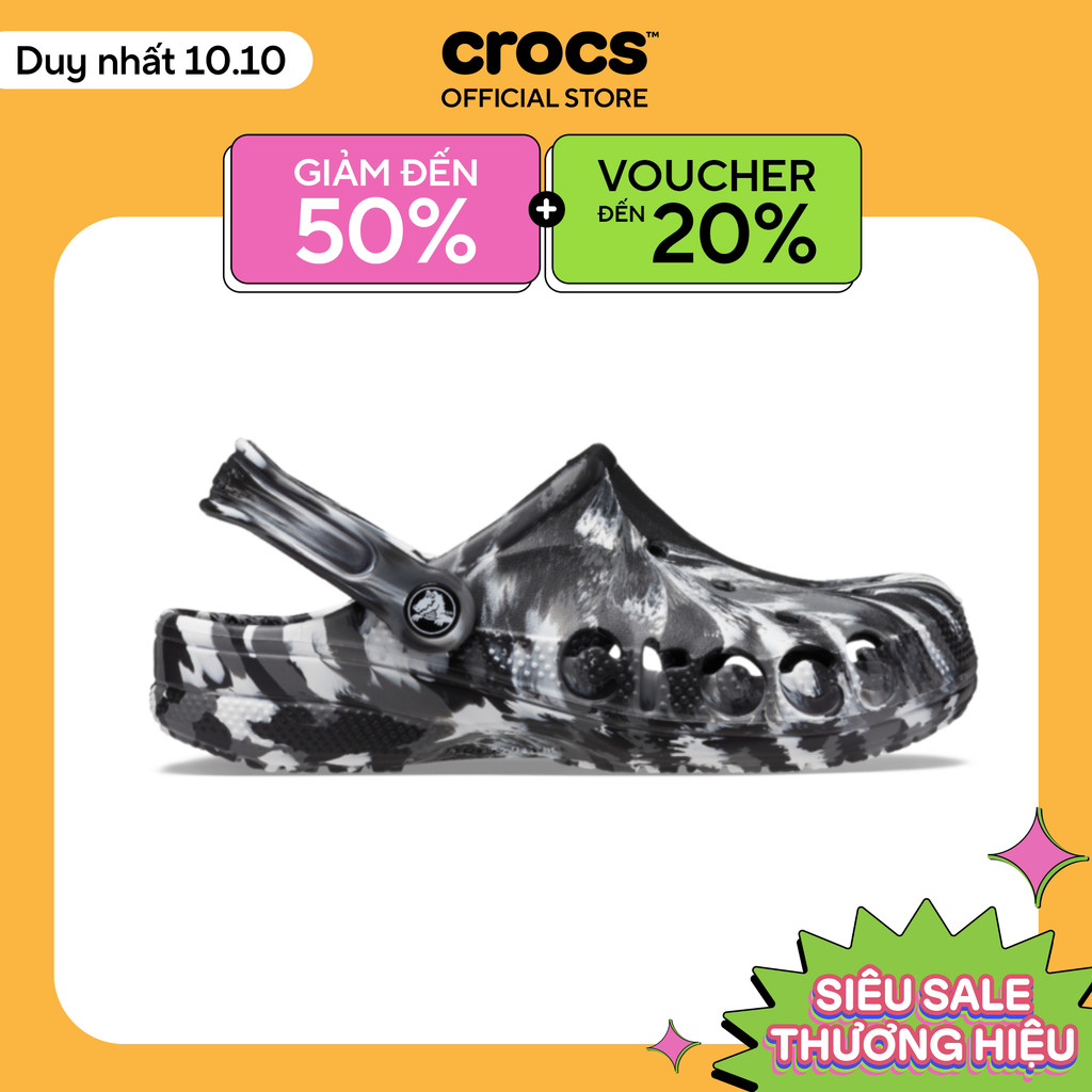 Giày Clog Unisex Crocs Baya Marbled - Black/White - 206935-066
