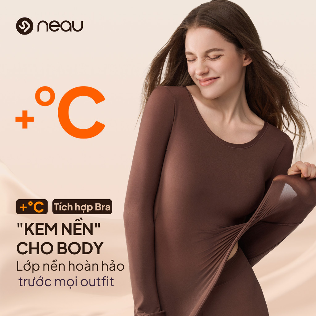NEAU SecondSkin Bộ Áo Quần Giữ Nhiệt Nữ Có Áo Ngực Tích Hợp Siêu Mỏng Nhẹ Co Giãn 360° Tàng Hình Tôn Dáng SN105