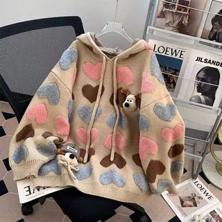 Dễ Thương Chủ Hình Chó Jacquard Có Mũ Trùm Đầu Áo Len Hoạt Hình Hàng Hóa 2025 Phong Cách Mới Rời Dày Áo Len Top