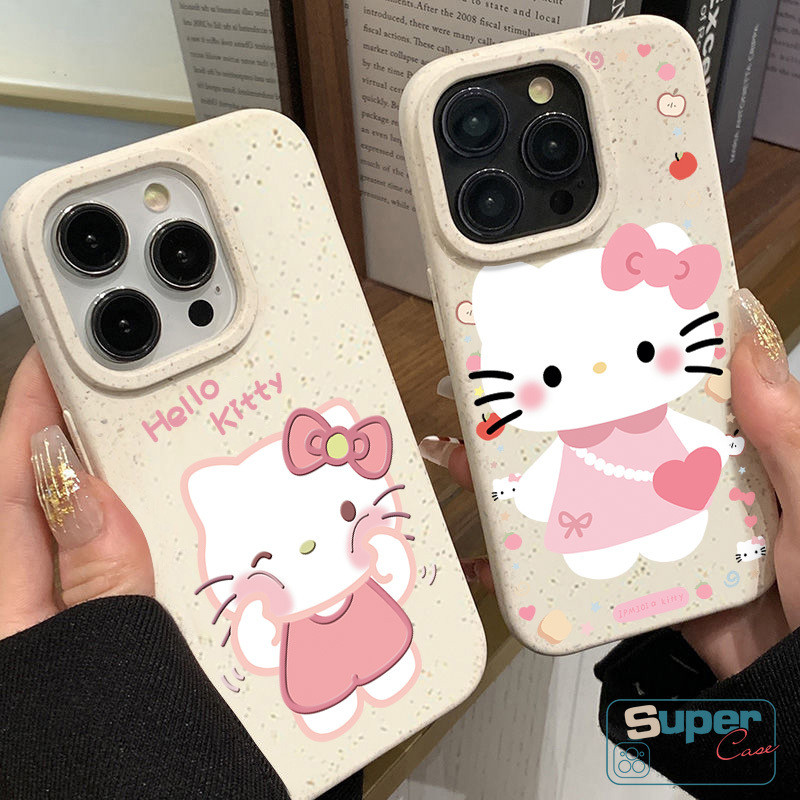 Ốp Lưng Tương Thích Cho IPhone 16 11 15 13 17 14 12 Pro Max Air XR X XS Max 16 7 13 12 17 Pro 14 15 6 6s 16 8 Plus SE 2020 Hoạt Hình Dễ Thương Ngọt Ngào Hello Kitty Trái Tim Tình Yêu Bìa mềm nơ