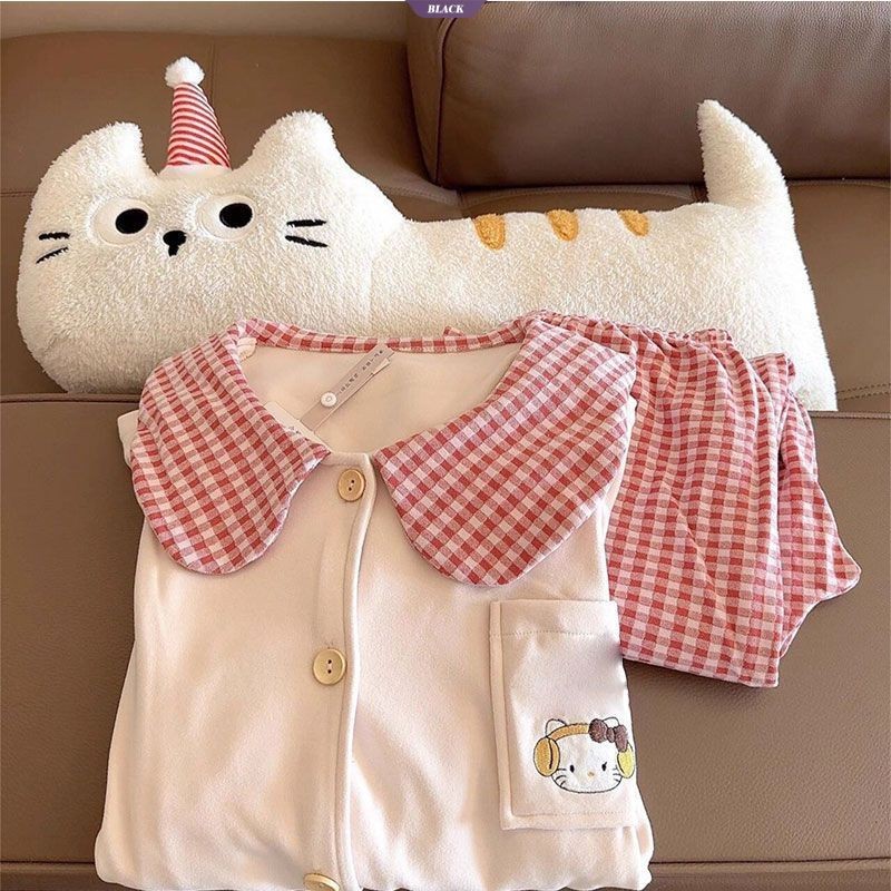 Tai Nghe Hoạt Hình Nhật Bản và Bộ Đồ Ngủ Nhung Nữ Thu Đông - Mặc Ở Nhà