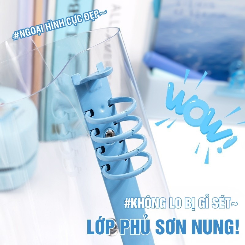 Sổ Tay Binder A5 Thay Giấy – Bìa Nhựa Dẻo Trong Suốt, 120 Trang Kẻ Ngang Caro, Phù Hợp Ghi Chép Học Tập