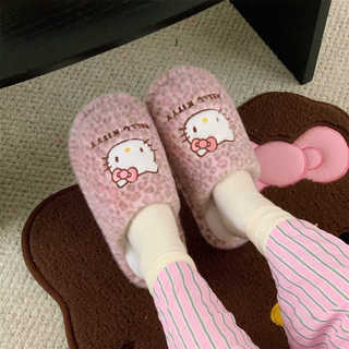 XIXITIAO Dép Cotton Da Báo In Mèo Con Nữ Độc Đáo Đế Mềm Sinh Viên Nhà Mùa Đông Ấm Áp