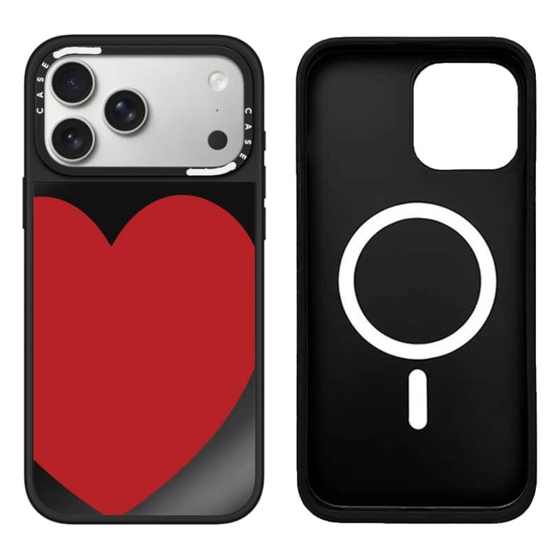 CASECASE X Big Red Love Case Black & Sliver Mirror Vỏ iPhone hút từ tính cho iPhone 17 Air 16 15 14 13 12 Pro Max Plus Ốp lưng cứng có hộp khắc logo