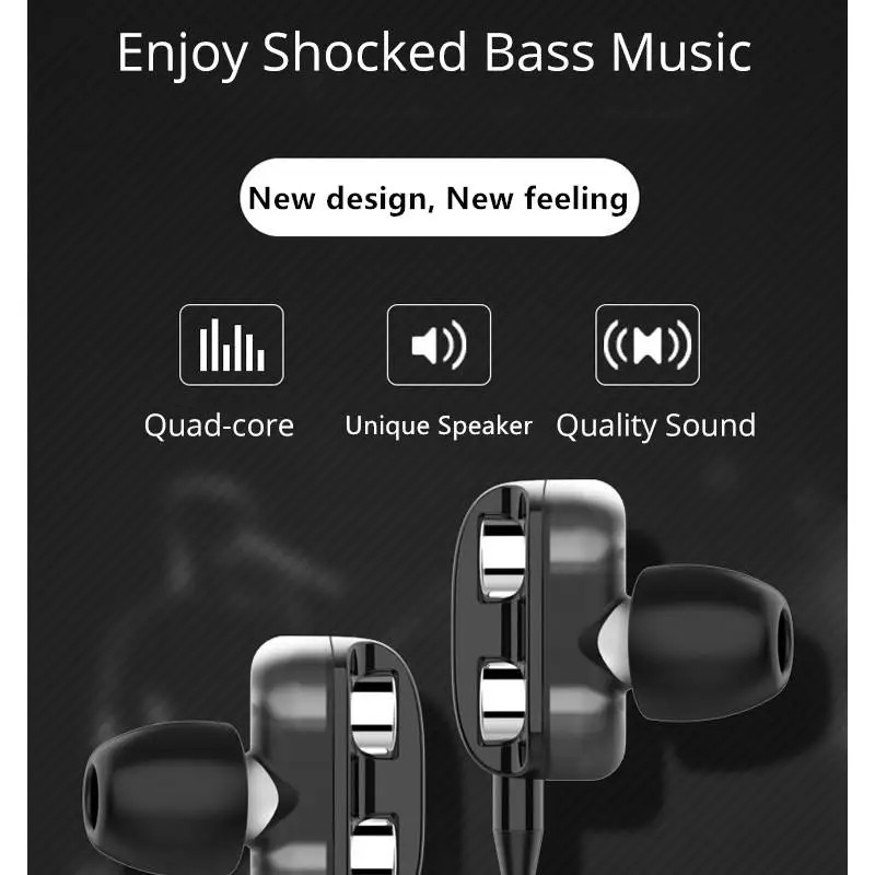 Tai nghe âm thanh nổi 3D Bass đục lỗ sâu cho tất cả các điện thoại thông minh Tai nghe nhét tai thể thao