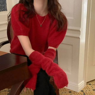 Áo Len Dệt Kim Rời Tay Puff Top Nhiều Màu, Size Lớn, Phong Cách Nhẹ Nhàng Cho Mùa Xuân Thu