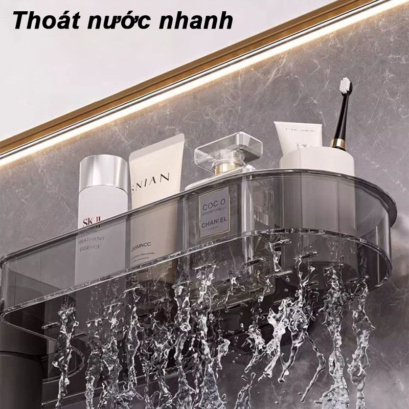 Kệ Đựng Đồ Gắn Bồn Rửa Mặt Trong Suốt, Hút Chân Không Có Lỗ Thoát Nước – Kệ Nhà Tắm Đa Năng Tiện Lợi