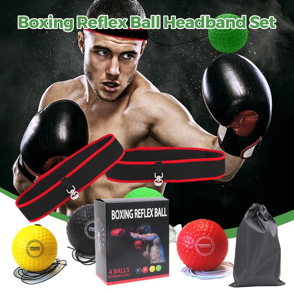 Boxing Reflex Ball Headband Speed Punch Ball Headband Set Mma Boxer Raising Reaction Force Hand Eye Training Set kouvn