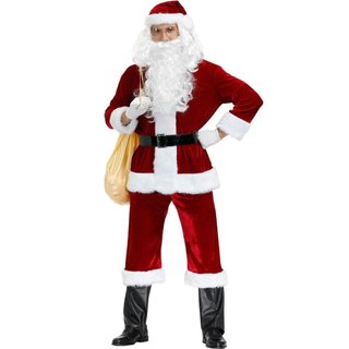 Quần Áo Ông Già Noel Xuất Khẩu - Tóc Dài - Trang Phục Hóa Trang Giáng Sinh