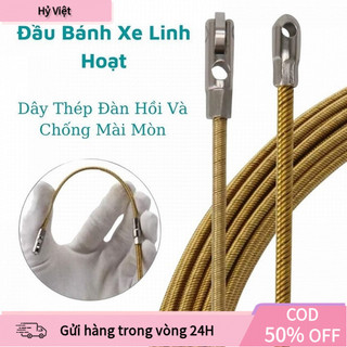 【Hỷ】Dây Mồi Luồn Dây Ống Ghen – Cáp Lụa 4mm Có Bi Tròn Đầu Bánh Xe – Dây Thép Hợp Kim Chống Gãy Dài 5m 10m 15m