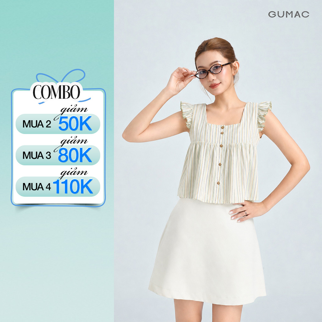 Áo Kiểu Nữ Gmorning - GUMAC Form Suông Sát Nách Chất Liệu Kate Sọc Thanh Lịch Trẻ Trung Phù Hợp Mùa Hè YAG06020