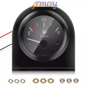 TMOY 2 "52mm Đồng hồ đo mức nhiên liệu Đồng hồ đo ô tô Đèn LED trắng Bla Rim Đồng hồ đo ô tô 12V TMOY