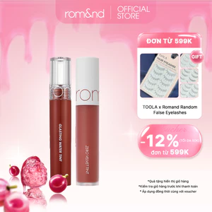 Combo Son kem lì Romand New Zero Velvet Tint 5.5g + Son tint nước Romand Glasting Water Tint 4g