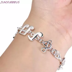 Vòng tay ghi chú âm nhạc JUNYUE88US, Vòng tay bạc thẩm mỹ có thể điều chỉnh, Trang sức tinh tế Thời trang tuyệt đẹp Dây đeo tay tám ghi chú Cô gái