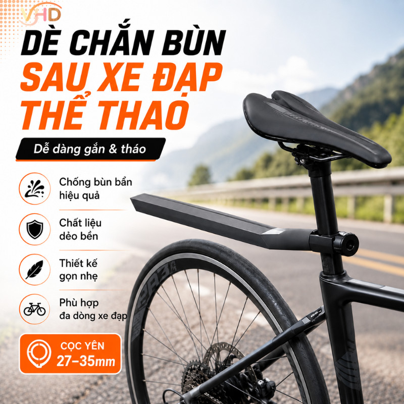 Dè Chắn Bùn Sau Xe Đạp Thể Thao - Dễ Dàng Gắn & Tháo, Hiệu Quả Chống Bùn Bẩn, Chất Liệu Dẻo Bền, Phù Hợp Đa Dòng Xe Đạp