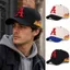 Mũ Bóng Chày CQCJ, Ngọn Lửa Chữ Đỏ Một Thêu Bố Nón, Vintage Có Thể Điều Chỉnh Cotton Hip-hop Sun Hat Dành Cho Nam Nữ