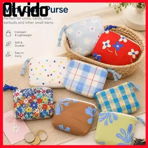 Túi đựng mỹ phẩm OLVIDO hoa chấm bi nhỏ, dây đeo cổ tay, đóng khóa kéo, nhẹ, dùng du lịch vệ sinh cho nữ