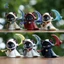 Anime Cat Cloak Bức Tượng Bộ 6 Tấm Nhựa Trang Trí Bàn Làm Việc Với Chuông Scythe