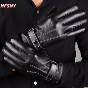 HFSHY Nam Mùa Đông Găng Tay Da PU Nút Ấm Găng Tay Thể Thao Ngoài Trời Lái Xe Trượt Tuyết Nam Găng Tay Chống Gió Tiếp Liệu Mùa Đông VN
