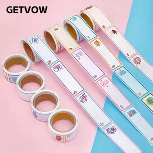GETVOW 60 Cái / Cuộn Tên Nhãn Dán, Phim Hoạt Hình Trống Nhãn Dán, Di Động Tự Dính Có Thể Viết Học Sinh Văn Phòng Phẩm Thẻ Miếng Dán
