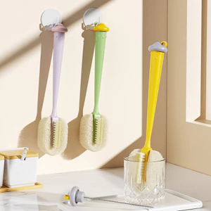 Tay cầm dài Bàn chải cốc Bàn chải làm sạch Cốc giặt Dụng cụ tiện dụng Bàn chải cốc ba trong một Không có góc chết Chai nước cho bé Nắp cốc Bàn chải rơm E4CR