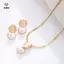 2 Chiếc Tối Giản Sáng Tạo Hình Trái Tim Mặt Dây Chuyền Rắn Dây Chuyền Bông Tai Nelace Bộ Trang Sức Nữ [Mina]