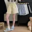 Quần short thể thao sọc dành cho nữ 2026 Phong cách mới lưng cao mỏng hơn Nhìn phù hợp với người đi lại dáng rộng thẳng W