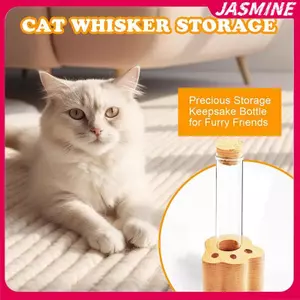 JASMINE Cat Whisker Jar Bình thủy tinh Mini dành cho người đánh trứng Mèo Whisker Giá đỡ Quà tặng tưởng niệm thanh lịch dành cho những người yêu thích thú cưng JASMINE