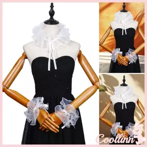 COO Elizabethan Cổ Trắng Xù Cổ Giả Và Xù Tay Giả Cho Sự Kiện Cosplay Và Tái Hiện Lịch Sử