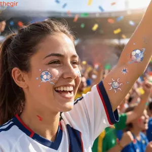 THEGIRL8B Nhãn dán mặt, Phim hoạt hình Gradient Soccer Them Hình xăm tạm thời, Trophies Màu nước Nhãn dán cơ thể bóng dùng một lần Trận đấu