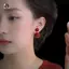 Bông Tai Giả Ngọc Trai Tòn Ten Vintage Màu Đỏ Nửa Vòng Tròn 1 Đôi Thân Thiện Với Da Cho Đám Cưới Kỷ Niệm Mặc Mới