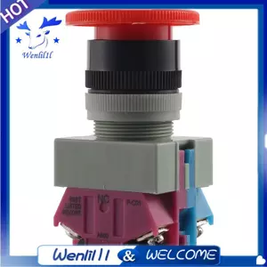 Công tắc nút nhấn dừng khẩn cấp hình nấm đỏ AC 600V 10A 22mm NO NC