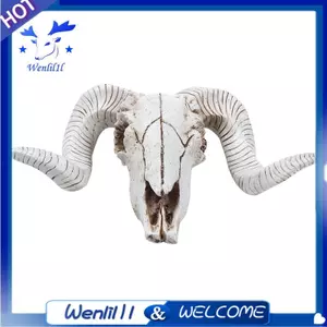Nhựa Đầu Cừu Đầu Lâu Đầu Treo Tường 3D Động Vật Longhorn Điêu Khắc Các Bức Tượng Thủ Công Sừng Trang Trí Nhà Đồ Trang Trí