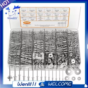 Bộ đinh tán nhôm 1000 CÁI Bộ các loại-14 kích cỡ (3 / 32 ", 1 / 8", 5 / 32 ", 3 / 16", 1 / 4 "), Bao gồm đinh tán mù các loại