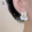 Cánh hoa không đều Bông tai hình hoa màu đỏ dành cho nữ Thời trang đơn giản tinh tế Trang sức tính khí cá tính ngọt ngào [Mina]