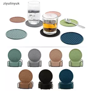 Ziyulinyuk Bộ 6 Đế Lót Ly Silicon Cho Đồ Uống Thảm Tròn Hai Mặt Có Giá Đỡ Jar Gripper Miếng Lót Có Rãnh Sâu VN