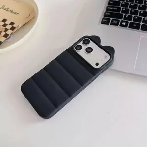 Màu rắn Puff Cat Ear cho iPhone 17promax trường hợp điện thoại 161514plus Thấp 131211Pro