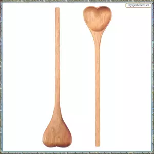 Thìa Gỗ Hình Trái Tim (2 Cái) - Thìa Gỗ Nhỏ Dùng Gia Vị, Muối, Đường