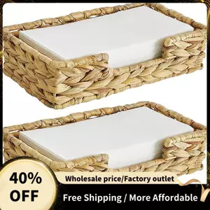 2 Chiếc Phòng Tắm Dùng Một Lần Giá Đỡ Khăn Khách Dài Cỏ Biển Dệt Mây Wicker Bàn Tay Khách Khăn Giỏ Khay, L