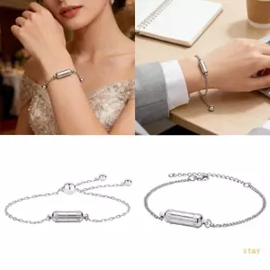 Ở lại Vòng tay bằng thép không gỉ tối giản có ngăn thuốc ẩn Unisex