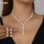 Bộ trang sức cưới HFSHY đính đá đính đá giả ngọc trai giả và bông tai VN