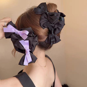 Thể Hiện Tính Khí Nơ Hai Mặt Kẹp Tóc Mũ Đội Đầu Cảm Thấy Kẹp Tóc Lớn Phụ Kiện Tóc Đầu Lưng Kẹp Cá Mập RGSW