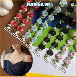 FURNIGO Dây đeo đồ lót hoa hồng, Dây đeo áo ngực đàn hồi chống trượt, Thời trang có viền ren có thể điều chỉnh Dây đeo vai ren liền mạch vô hình Váy dự tiệc cưới