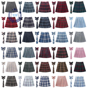 JLFO 43 Váy + Thắt Nơ + Thắt Lưng Bán Hàng Trực Tiếp Lớp Đồng Phục Trường Học Hiệu Suất Cao Xếp Ly Bust Kiểm Tra Sinh Viên Váy Ngắn Nữ