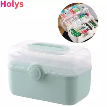 Hộp sơ cứu HOLYS, Khay gấp 3 tầng Hộp đựng thuốc có thể tháo rời, Hộp đựng thuốc dung tích lớn bền bỉ chất lượng cao Sử dụng tại nhà