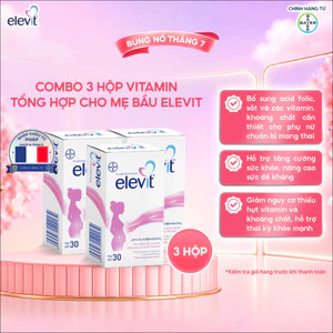 Bộ 3 Thực phẩm bảo vệ sức khỏe Elevit bổ sung Acid Folic, Sắt, Canxi, Các Vitamin và Các khoáng chất (30 Viên/Hộp)