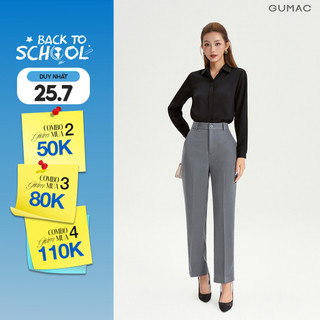 Quần Ống Đứng Nữ 95cm GUMAC Quần Tây Công Sở Lưng Cao Có Túi Vải Tuyết Mưa Cạp Cao Tôn Dáng LQF1002