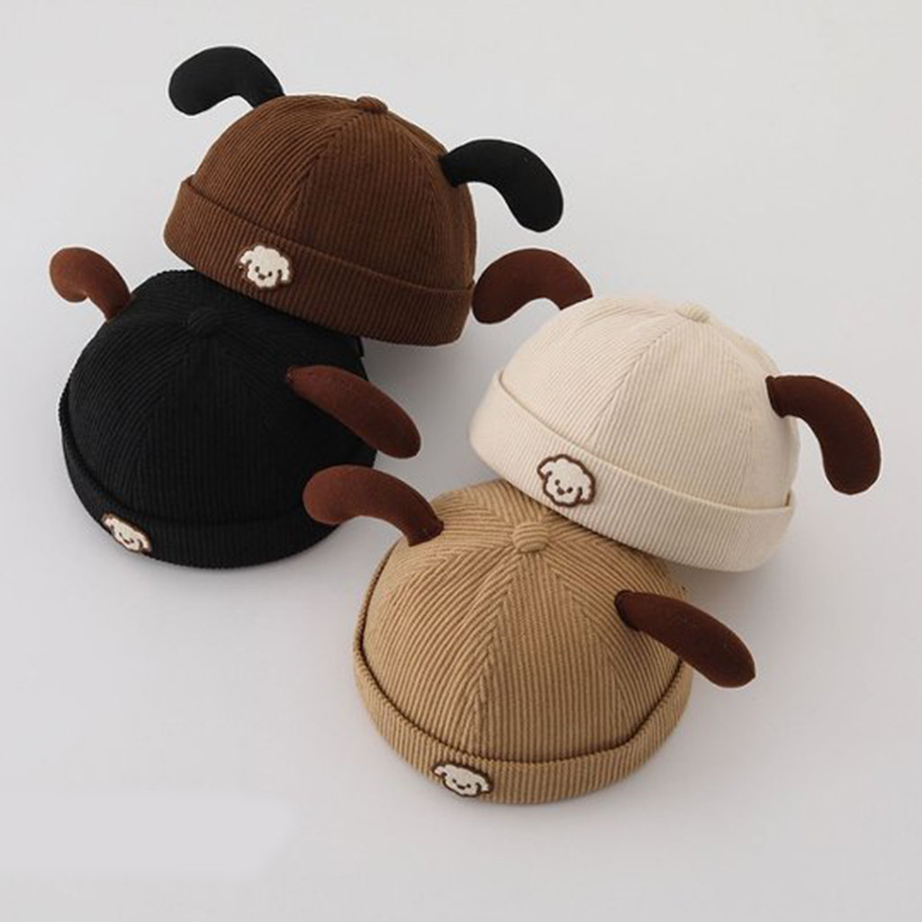 Dễ Thương Chó Con Chắc Chắn Vành Bé Docker Cap Hoạt Hình Corduroy Ấm Áp Mũ Trẻ Em Mùa Đông Thu Thường Ngày Bé Trai Bé Gái Chủ Nhà Nắp